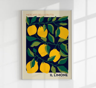 Il Limone Fruit Market Art Poster | Mediterranean citrus motif | Handmade in Berlin