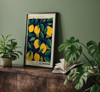 Il Limone Fruit Market Art Poster | Mediterranean citrus motif | Handmade in Berlin