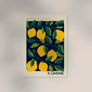 Il Limone Fruit Market Art Poster | Mediterranean citrus motif | Handmade in Berlin