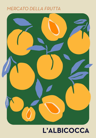 L'Albiocca Fruit Market Art Poster – Fine Art Print | Aprikosen-Illustration | Mediterraner Küchenstil