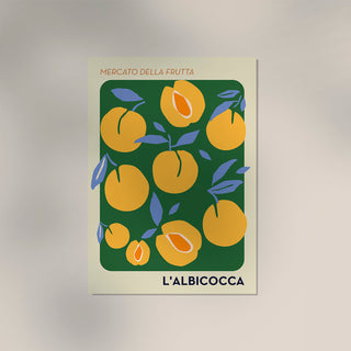 L'Albiocca Fruit Market Art Poster – Fine Art Print | Aprikosen-Illustration | Mediterraner Küchenstil