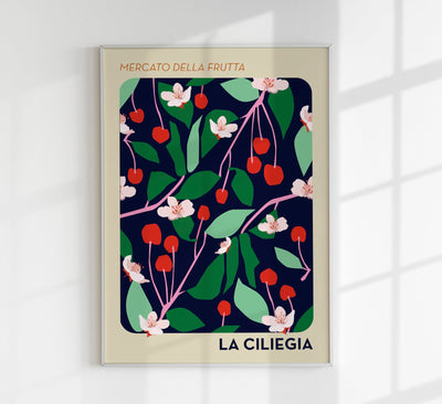 Cherry & Strawberry Set of 2 Prints – Fruit Art Fine Art Print auf Papier oder Canvas