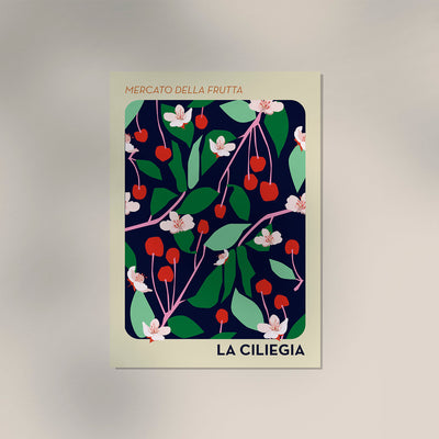 La Ciliegia Fruit Market Art Poster – Italian Fruit Art | Kirschmotiv | Fine Art Print