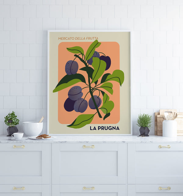 La Prugna Fruit Market Art Poster – Fruity, Vibrant, Market Vibe