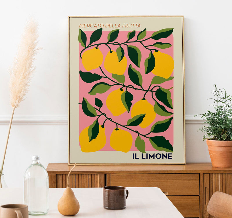 Il Limone Pink Fruit Market Art Poster – Handgefertigt Berlin — Ansicht 2