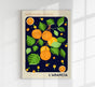 The Orange Dark Blue Fruit Market Art Poster - Fine Art Print