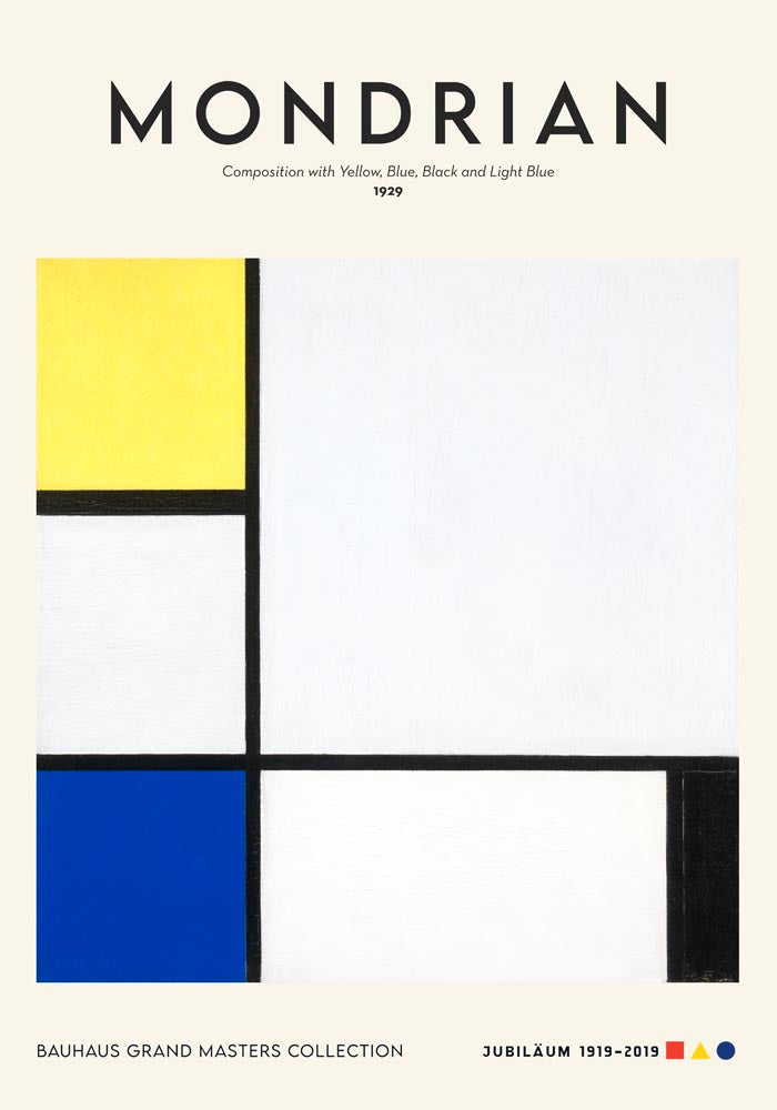 Composition with Yellow, Blue, Black and Light Blue Poster – Mondrian Kunstdruck — Ansicht 4