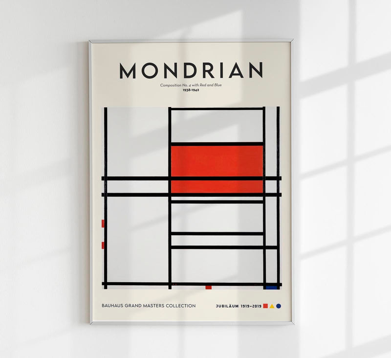 Composition No. 4 with Red and Blue Art Print – Mondrian Exhibition Poster — Patroa Studio