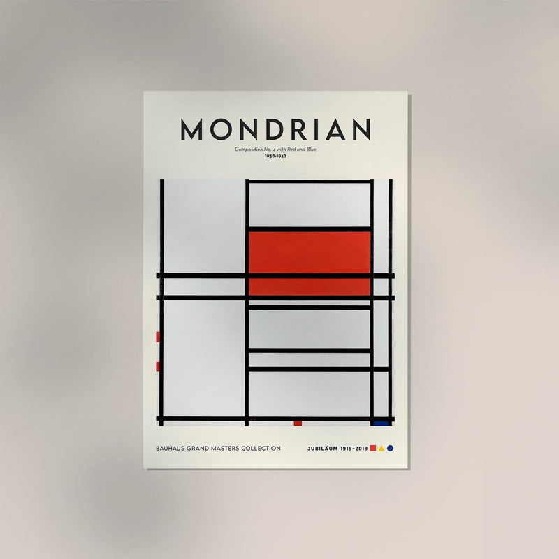 Composition No. 4 with Red and Blue Art Print – Mondrian Exhibition Poster — Ansicht 2