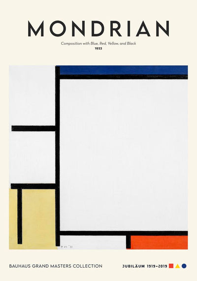 Piet Mondrian Ausstellungsposter – Composition with Blue, Red, Yellow, and Black