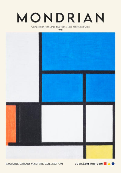 Composition with Large Blue Plane Poster - Mondrian Art Print