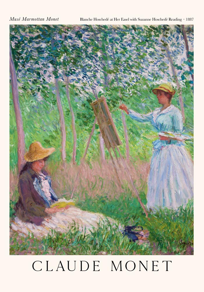 Blanche Hoschedé at Her Easel with Suzanne Hoschedé Reading by Claude Monet Exhibition Poster – Fine Art Print — Ansicht 3