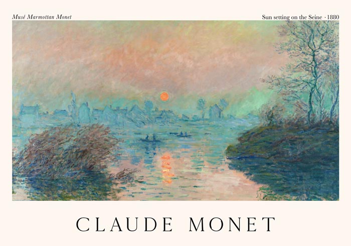 Sun setting on the Seine by Claude Monet – Exhibition Poster Kunstdruck impressionistische Landschaft — Ansicht 3