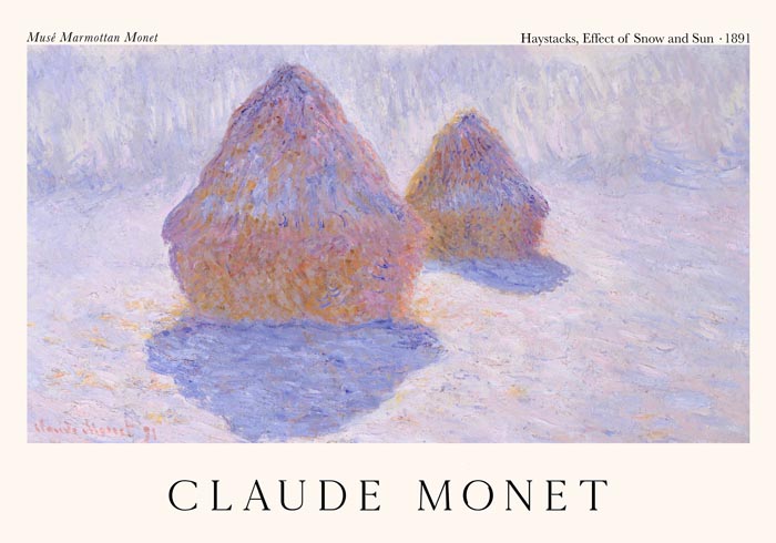 Claude Monet Haystacks Effekt Schnee Sonne – Fine Art Print UV-resistent Canvas — Ansicht 3