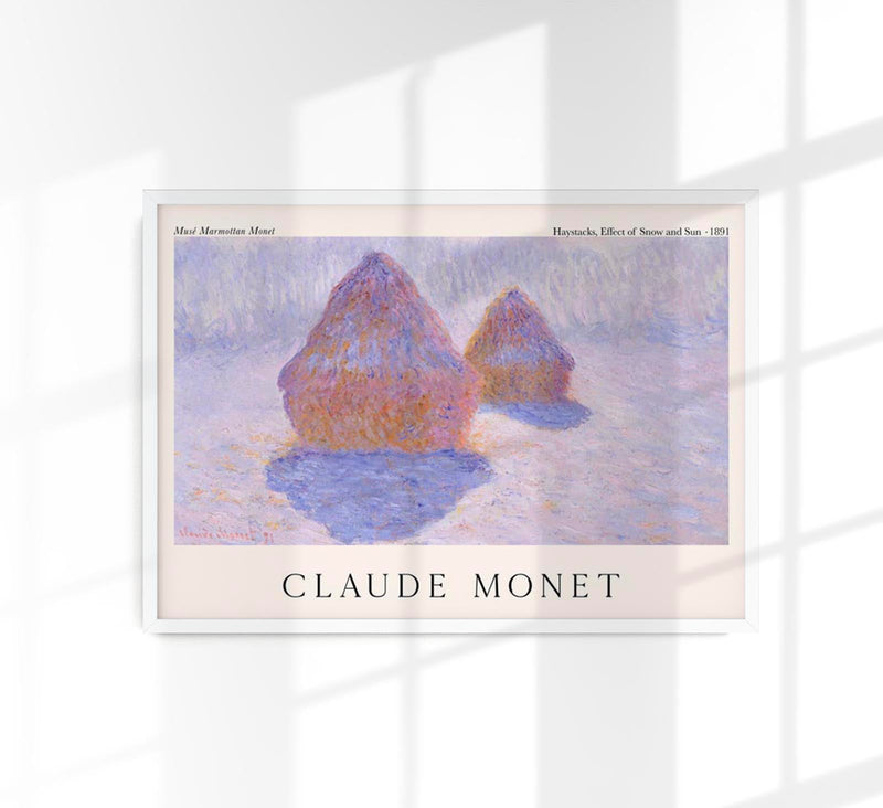 Claude Monet Haystacks Effekt Schnee Sonne – Fine Art Print UV-resistent Canvas — Patroa Studio
