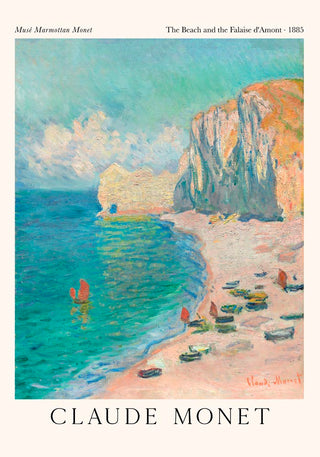 The Beach and the Falaise d'Amont by Monet Exhibition Poster – Fine Art Print | UV-resistent | Impressionistische Küstenkunst