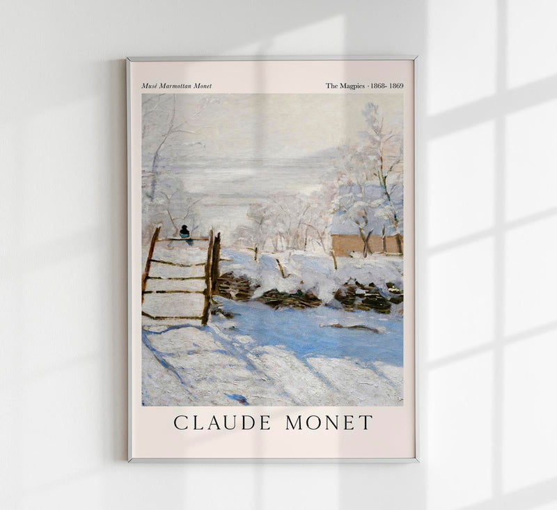 The Magpies (Vertical) – Claude Monet Exhibition Poster | Fine Art Print — Patroa Studio
