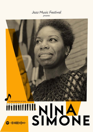 Nina Simone Yellow Music Poster – Fine Art Print | Premium Canvas | Jazz Icon