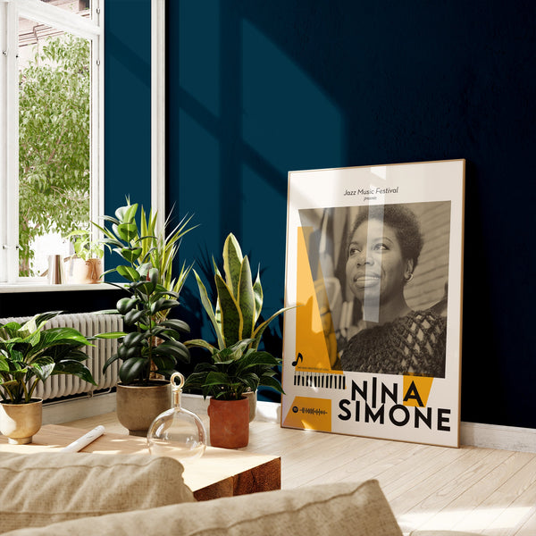 Nina Simone Yellow Music Poster – Fine Art Print Premium Canvas Jazz Icon