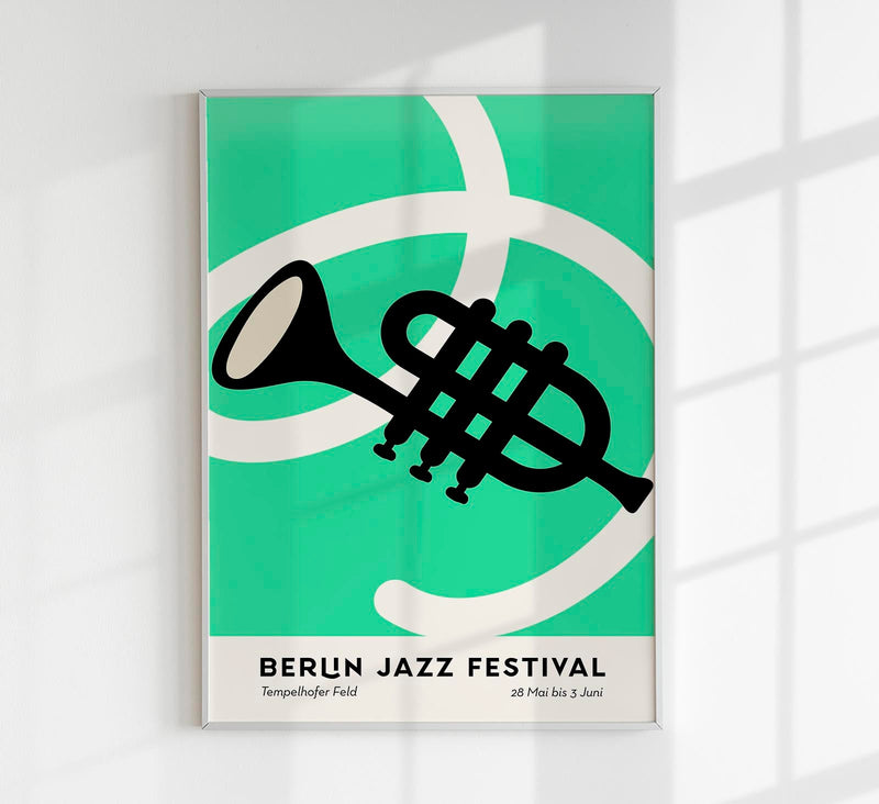 Trumpet Berlin Jazz Music Poster – Fine Art Print UV-resistent Leinwand — Patroa Studio
