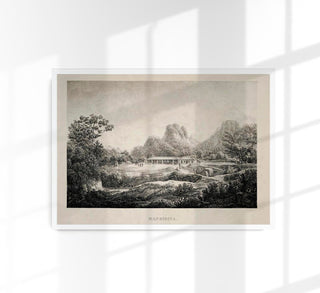 Vintage Anthropologie Poster des Manioca-Stamms auf Fine Art Canvas: Detailreiche indigene Rituale und Symbole für ethnografische und künstlerische Wanddekoration.
