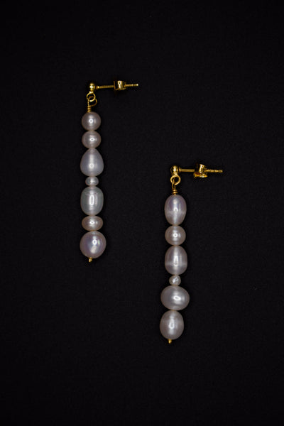 Manon Pearl Earrings - Freshwater Pearls 925 Sterling Silver Gold Plated