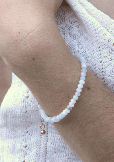 Marina Pearl Bracelet Aquamarine Morganite 14k Gold 925 Silver Handmade