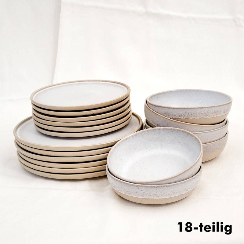 Aalina Geschirrset Steingut – beige-weiß, handgefertigt, 6–30 Teile — Ansicht 11