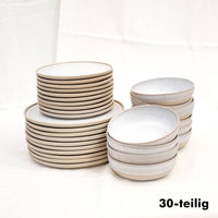 Aalina Geschirrset Steingut – beige-weiß, handgefertigt, 6–30 Teile — Ansicht 13