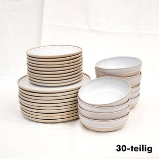 Aalina Geschirrset – Steingut | Beige-Weiß | Handgefertigt