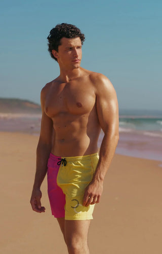 Dual Swim Shorts – 100 % Polyamid | Zweifarbig Navy/Light Blue | Kordelbund