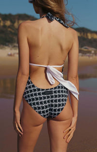 HACOY Monogram Bathing Suit High Cut – Verstellbare Träger — Ansicht 12