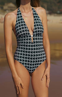 HACOY Monogram Bathing Suit High Cut – Verstellbare Träger — Ansicht 11