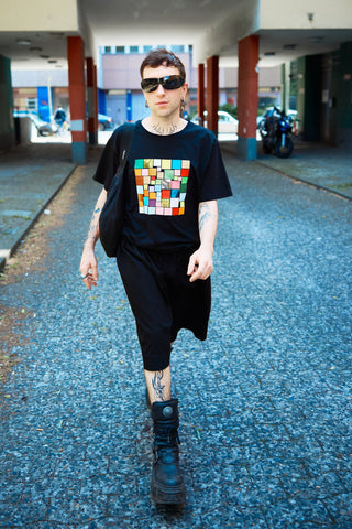 Mosaic Square T‑Shirt – Multicolor Foil | Unisex | Straight Cut