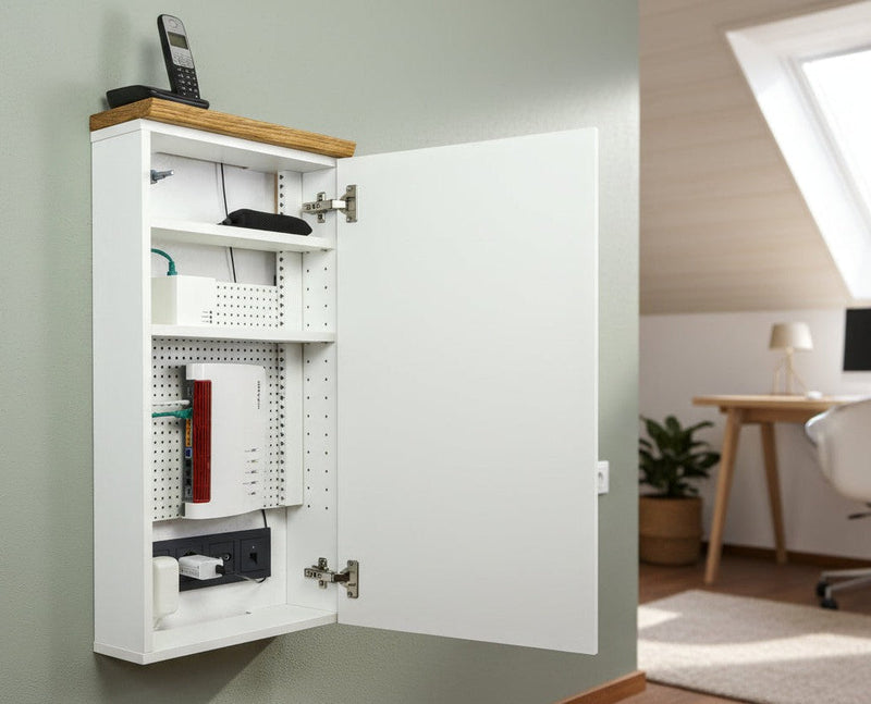 Telephone cabinet Router cabinet LOLE HomeBase LP – Woodkopf Cable Management — Ansicht 14