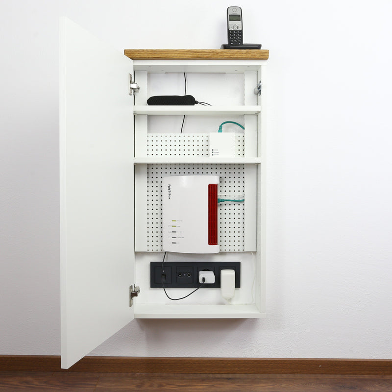 Telephone cabinet Router cabinet LOLE HomeBase LP – Woodkopf Cable Management — Ansicht 8