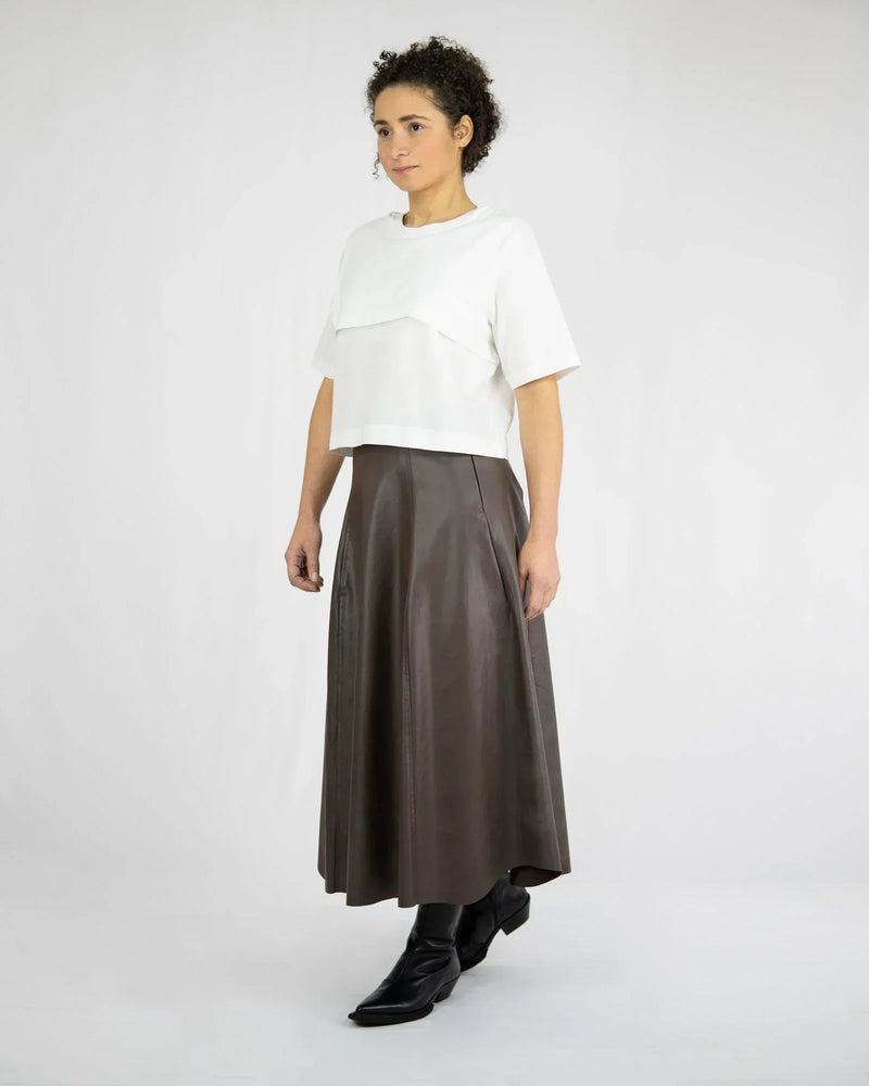 JULA Midi Skirt high-waisted vegan leather organic cotton Berlin — Ansicht 3