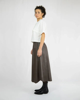 JULA, hoch taillierter Midi-Rock | vegane Leder-Optik | Made in Berlin