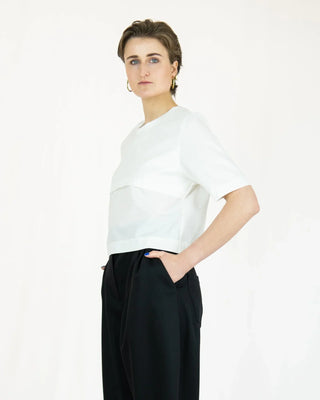 MESH, kurzes Shirt aus Deadstock-Baumwolle | halbtransparent & doppellagig | Made in Berlin