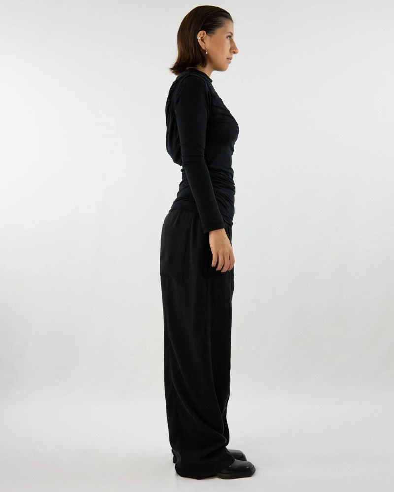 SOULAGE Long shirt with gathering & waterfall detail TENCEL™ Made in Berlin — Ansicht 8