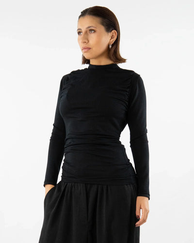 SOULAGE Long shirt with gathering & waterfall detail TENCEL™ Made in Berlin