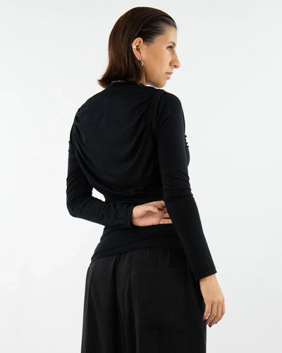 SOULAGE Long shirt with gathering & waterfall detail TENCEL™ Made in Berlin