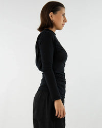SOULAGE Long shirt with gathering & waterfall detail TENCEL™ Made in Berlin — Ansicht 2