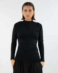 SOULAGE Long shirt with gathering & waterfall detail TENCEL™ Made in Berlin — Ansicht 1