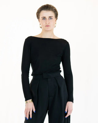 HASH, Off-Shoulder Longshirt | tiefer Rückenausschnitt | 100 % Tencel