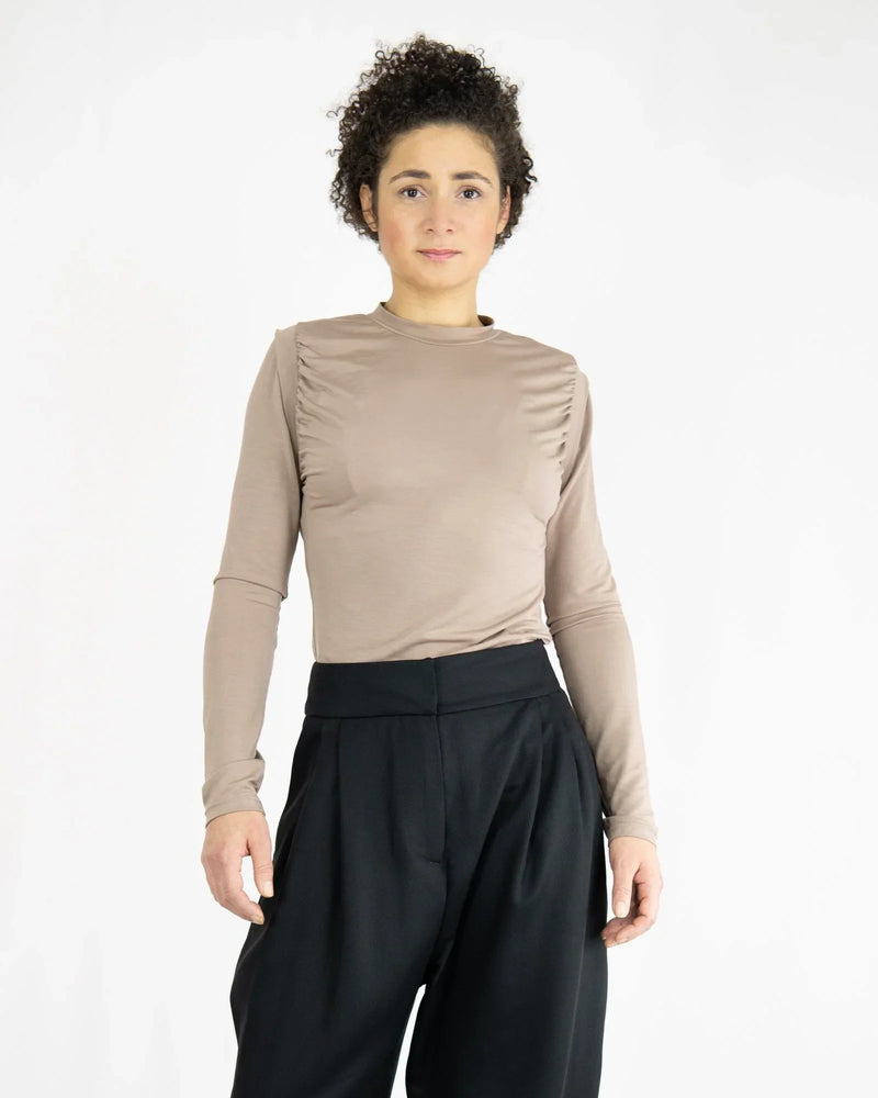 SOULAGE Draped Tencel Jersey Longline Top | Waterfall Style | Made in Berlin — KEIJN