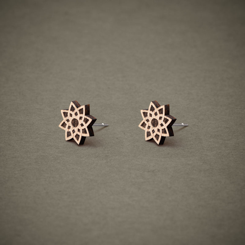 Wooden Star Stud Earrings N°1 – Handmade — Ansicht 2