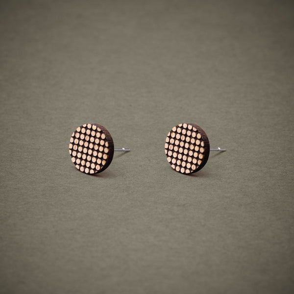 Wood Stud Earrings Dotwork | FEINFORMART handmade
