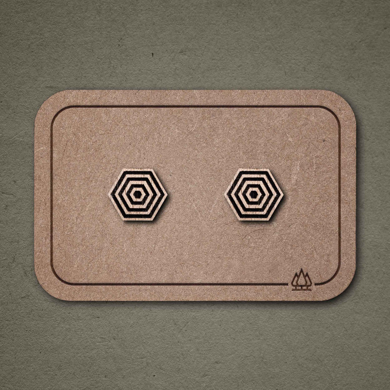 Wooden Stud Earrings Hexagon N°2 | FEINFORMART — FEINFORMART
