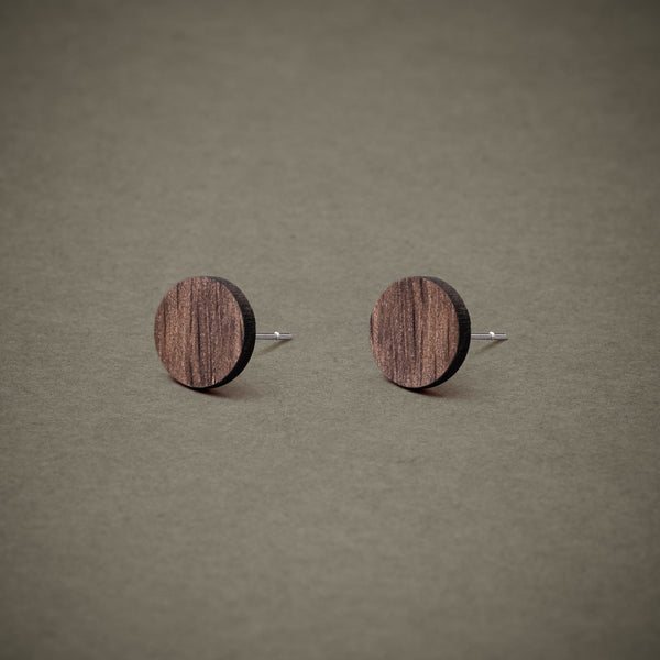 Smoked Oak Stud Earrings | Handmade